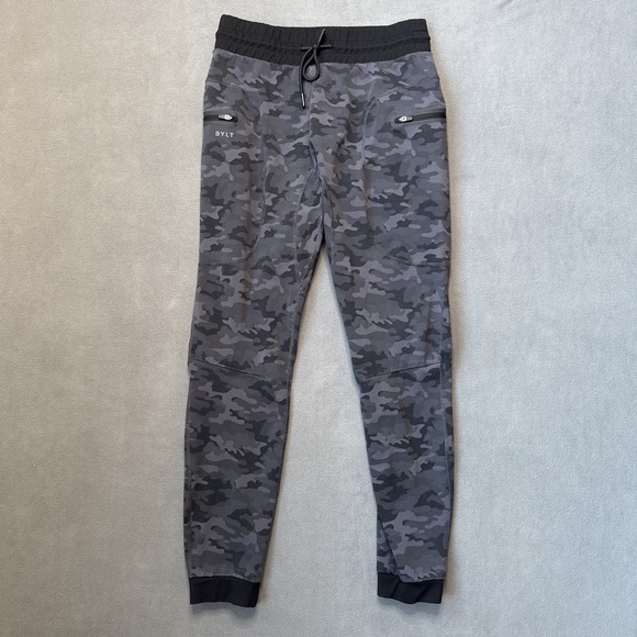 BYLT Basics Other - Bylt Elite Joggers Mens Medium Gray Camo Tapered Performance Stretch Zip Pockets
